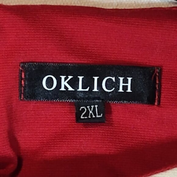 Red & Cream Sz. 2XL OKLICH Pencil Dress - Picture 3 of 5